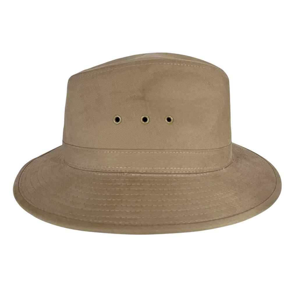 Village Hat Shop Mens Fedora Safari Hat Cotton Khaki Tan Size Medium